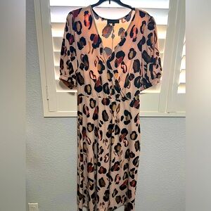 EUC Eloquii Aize 16 Stretch Leopard dress with waist tie